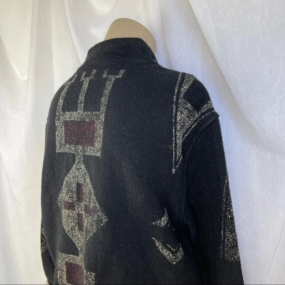 🚫SOLD🚫 Chico’s Southwestern Black Red Aztec Print Buffalo Nickel Buttons Wool - Picture 10 of 16